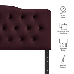 Annabel Mulberry Stain-Resistant Performance Velvet Full Headboard - Ornate Home