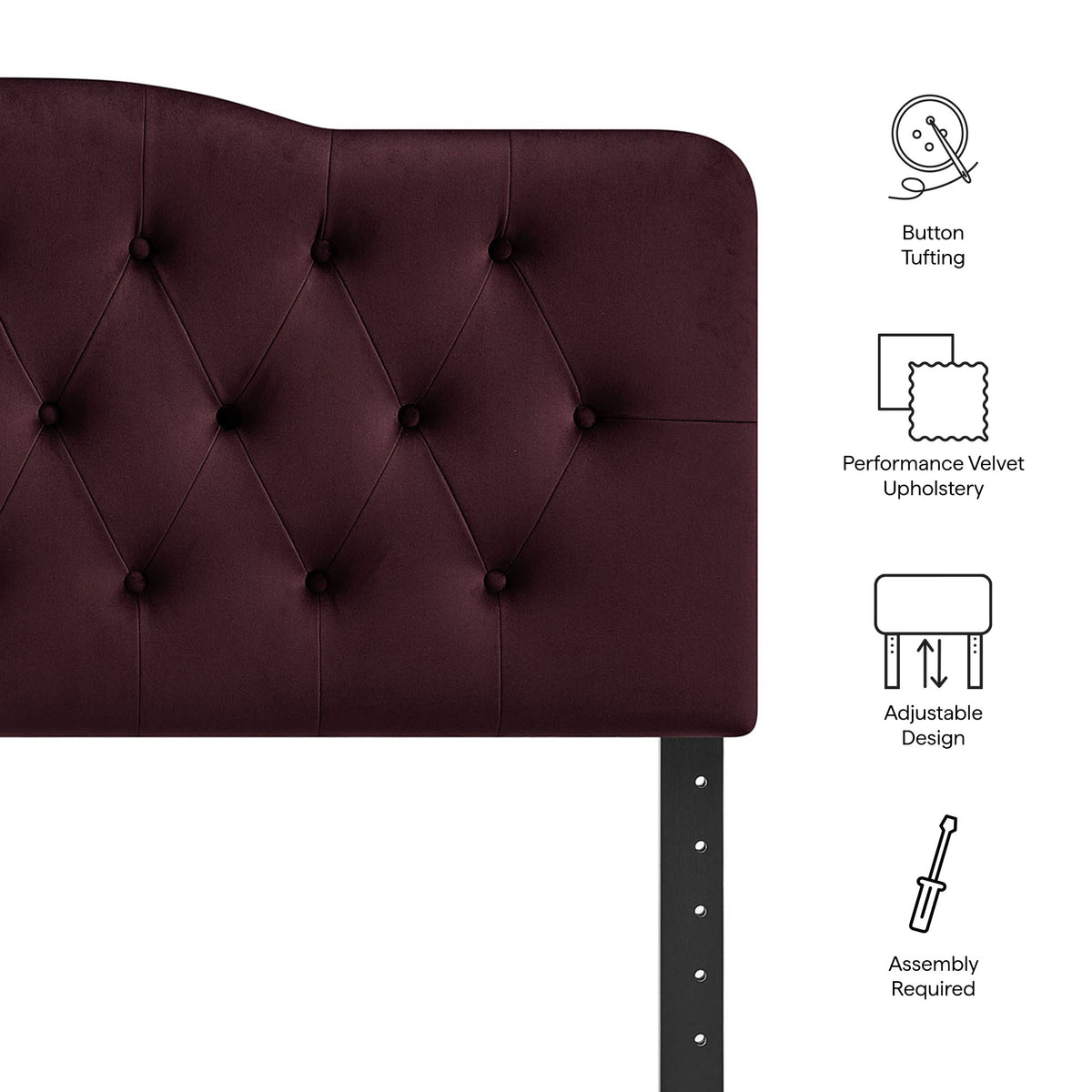 Annabel Mulberry Stain-Resistant Performance Velvet Queen Headboard - Ornate Home