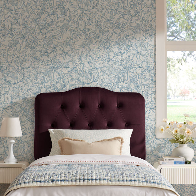 Annabel Mulberry Stain-Resistant Performance Velvet Twin Headboard - Ornate Home