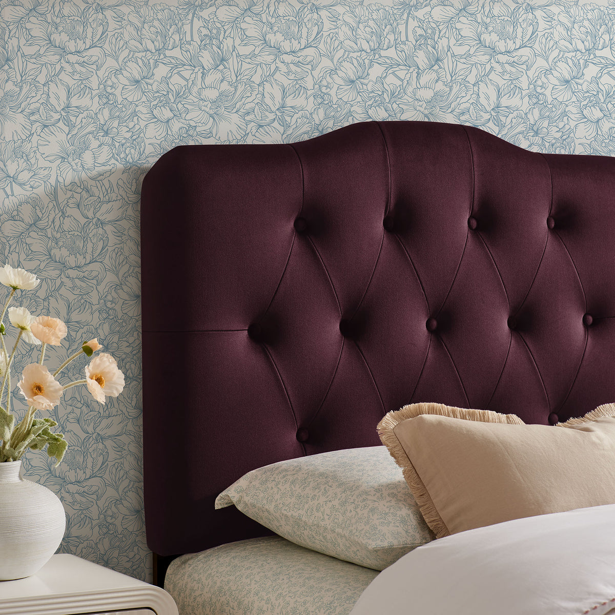 Annabel Mulberry Stain-Resistant Performance Velvet Twin Headboard - Ornate Home