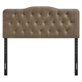 Annabel Mushroom Faux Leather Queen Headboard - Ornate Home