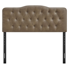 Annabel Mushroom Faux Leather Queen Headboard - Ornate Home