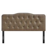 Annabel Mushroom Faux Leather Queen Headboard - Ornate Home