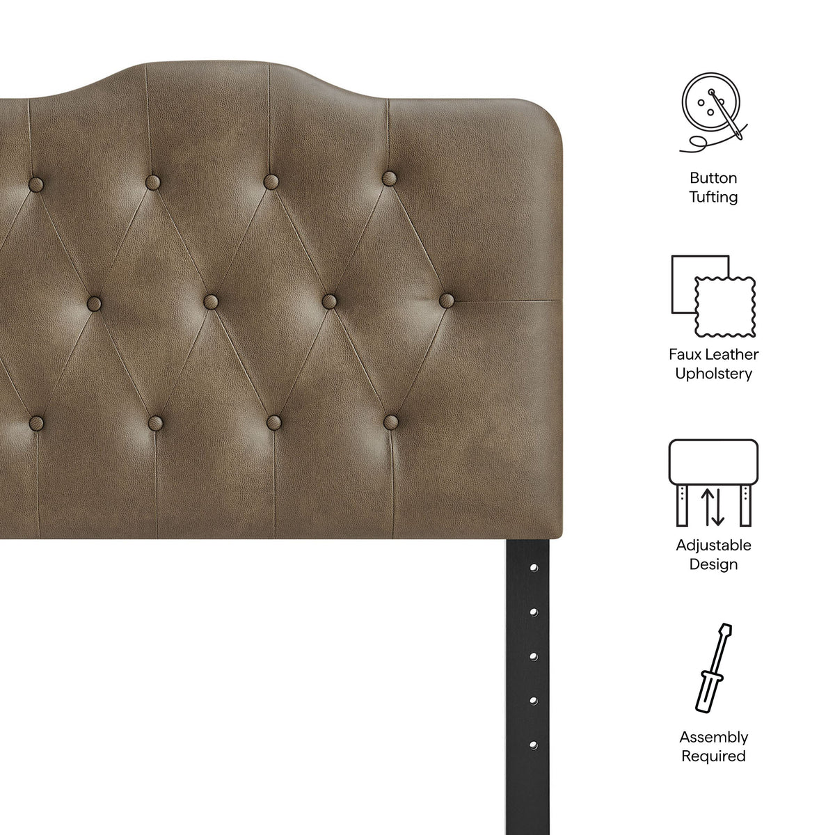 Annabel Mushroom Faux Leather Twin Headboard - Ornate Home