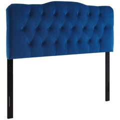 Annabel Navy Diamond Tufted Performance Velvet Queen Headboard - Ornate Home