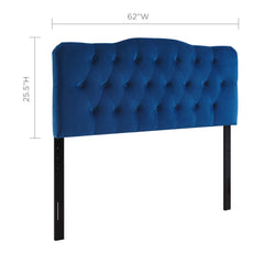 Annabel Navy Diamond Tufted Performance Velvet Queen Headboard - Ornate Home