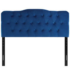 Annabel Navy Diamond Tufted Performance Velvet Queen Headboard - Ornate Home