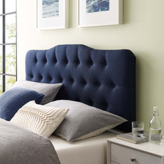 Annabel Navy Upholstered Fabric Queen Headboard - Ornate Home