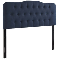 Annabel Navy Upholstered Fabric Queen Headboard - Ornate Home