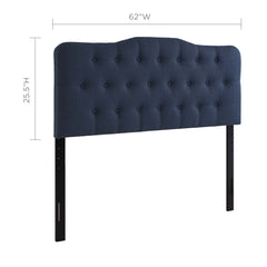 Annabel Navy Upholstered Fabric Queen Headboard - Ornate Home