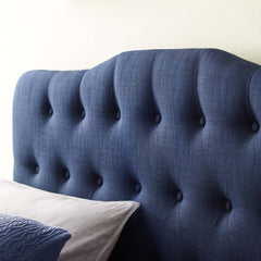 Annabel Navy Upholstered Fabric Queen Headboard - Ornate Home