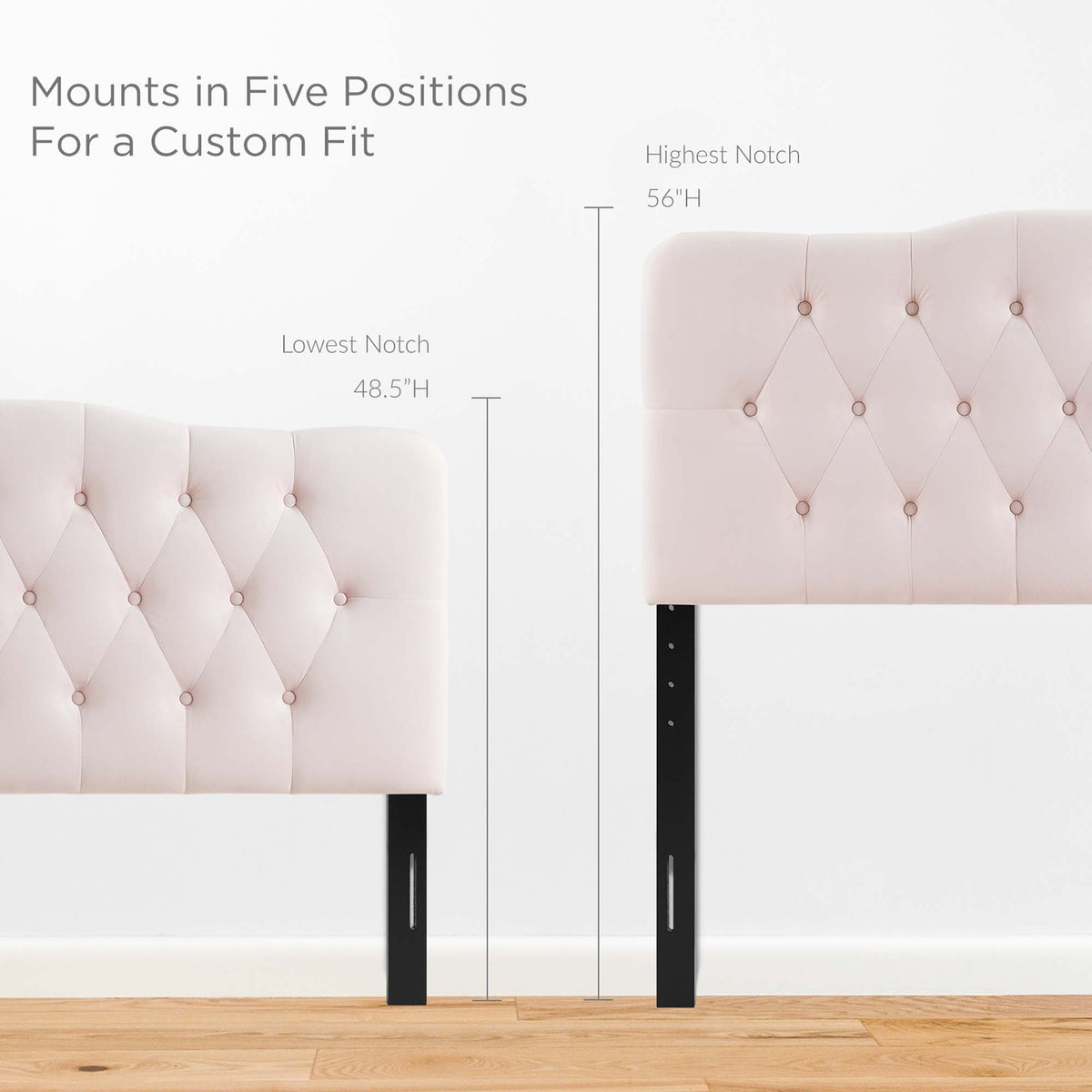Annabel Pink Diamond Tufted Performance Velvet King Headboard - Ornate Home