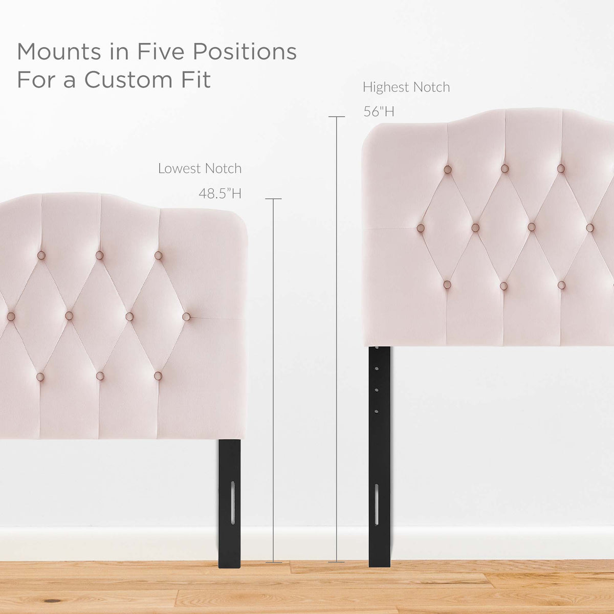 Annabel Pink Diamond Tufted Performance Velvet Twin Headboard - Ornate Home