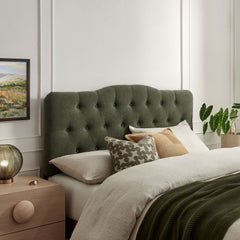 Annabel Sage Premium Linen Blend Full Headboard - Ornate Home