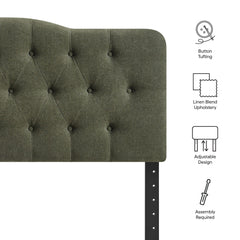 Annabel Sage Premium Linen Blend Full Headboard - Ornate Home