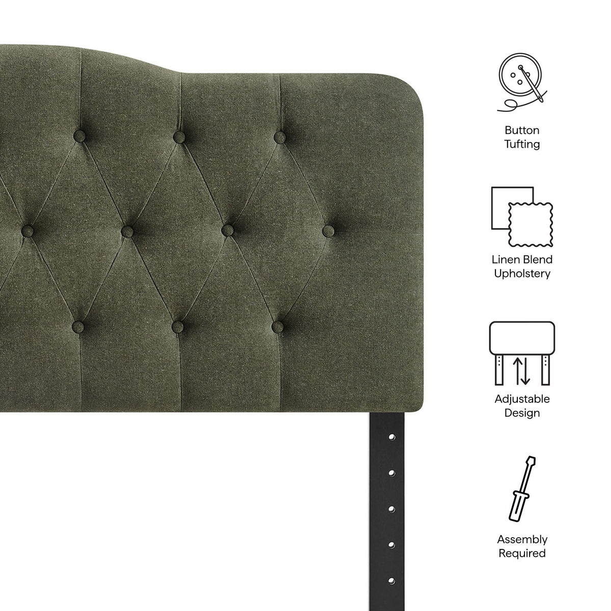 Annabel Sage Premium Linen Blend Queen Headboard - Ornate Home
