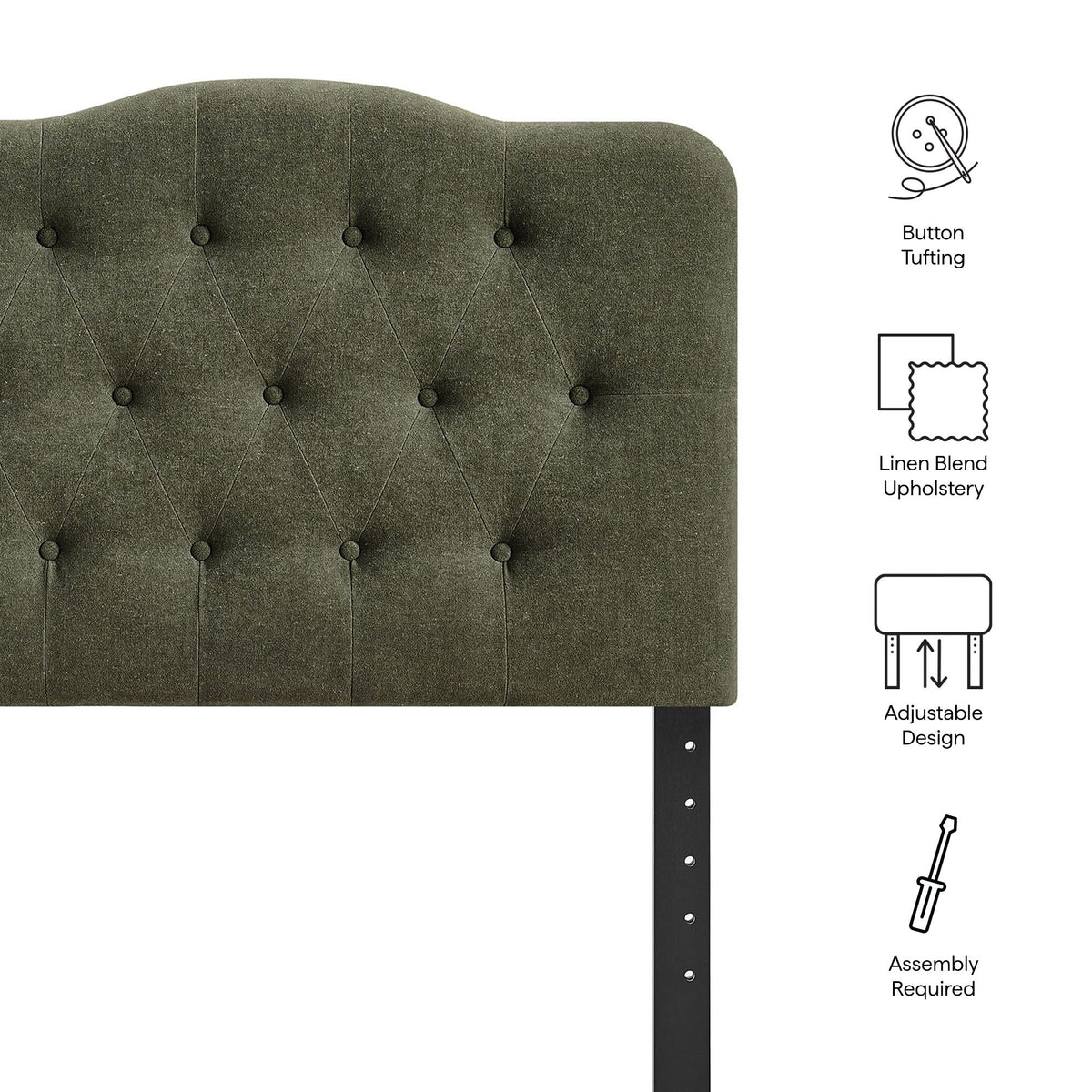 Annabel Sage Premium Linen Blend Twin Headboard - Ornate Home