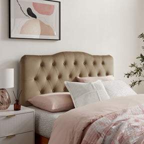 Annabel Taupe Stain-Resistant Performance Velvet Full Headboard - Ornate Home