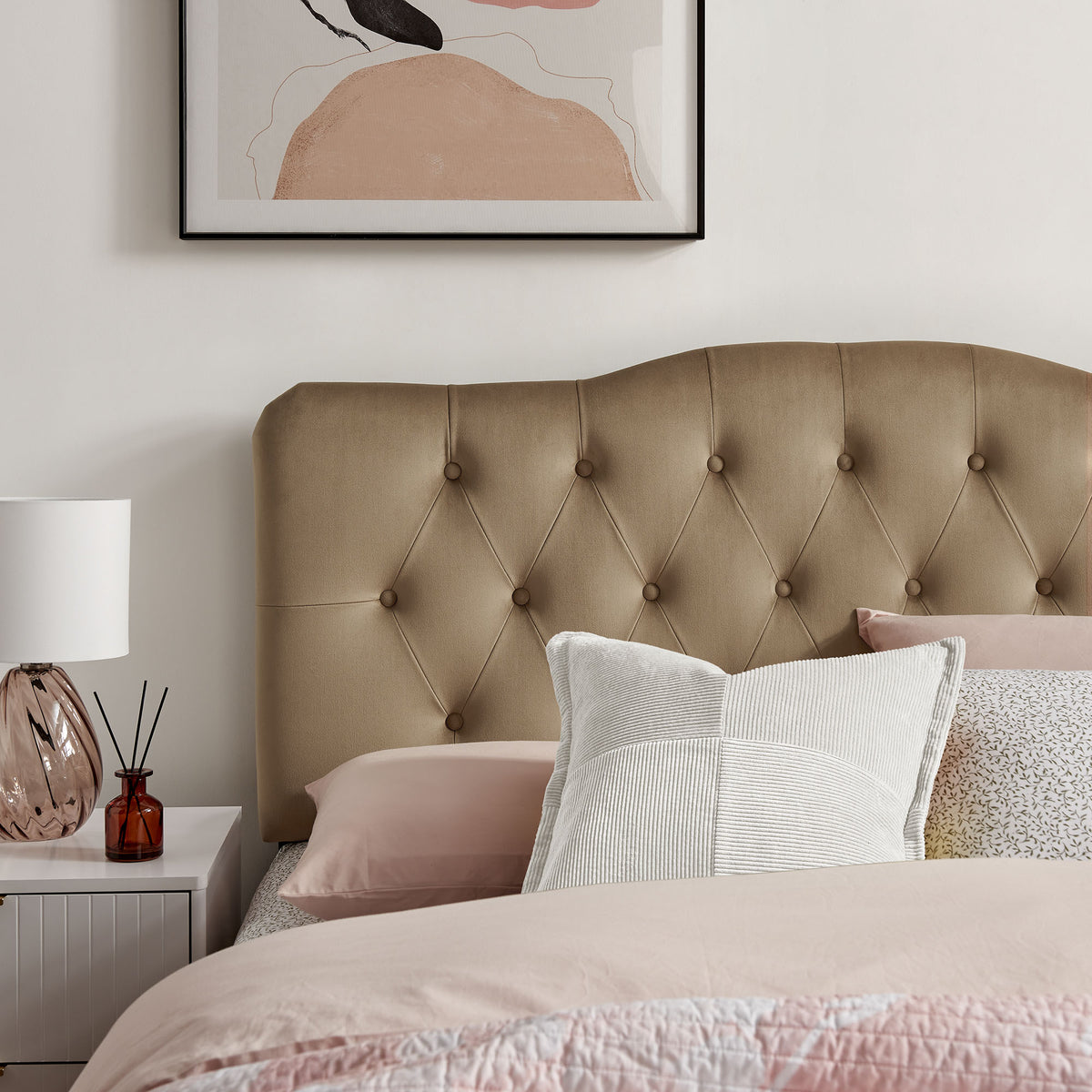 Annabel Taupe Stain-Resistant Performance Velvet Full Headboard - Ornate Home