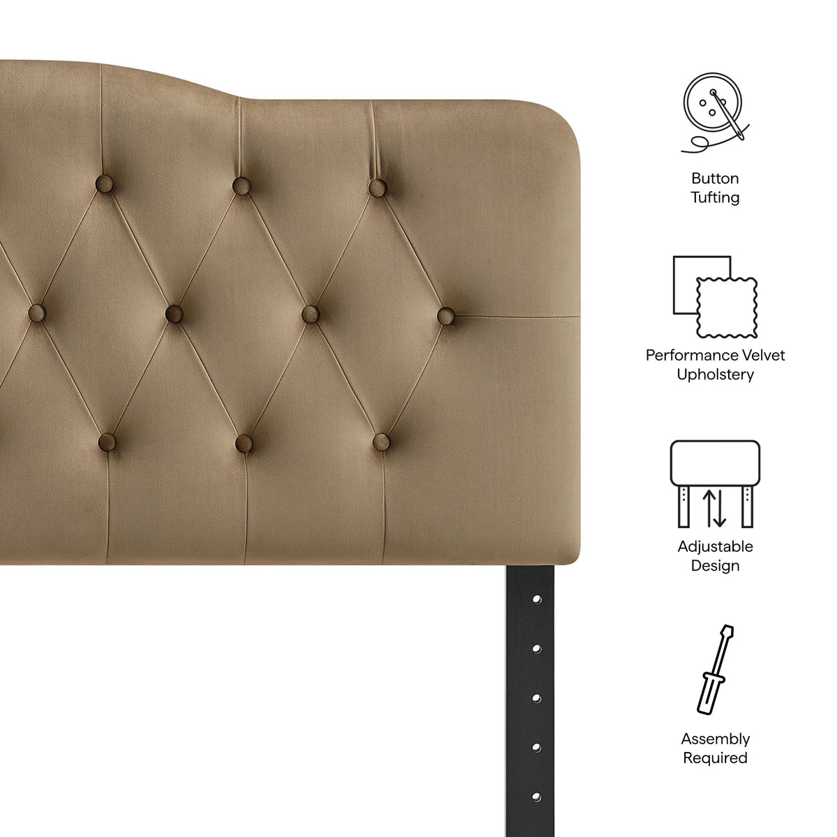 Annabel Taupe Stain-Resistant Performance Velvet Full Headboard - Ornate Home