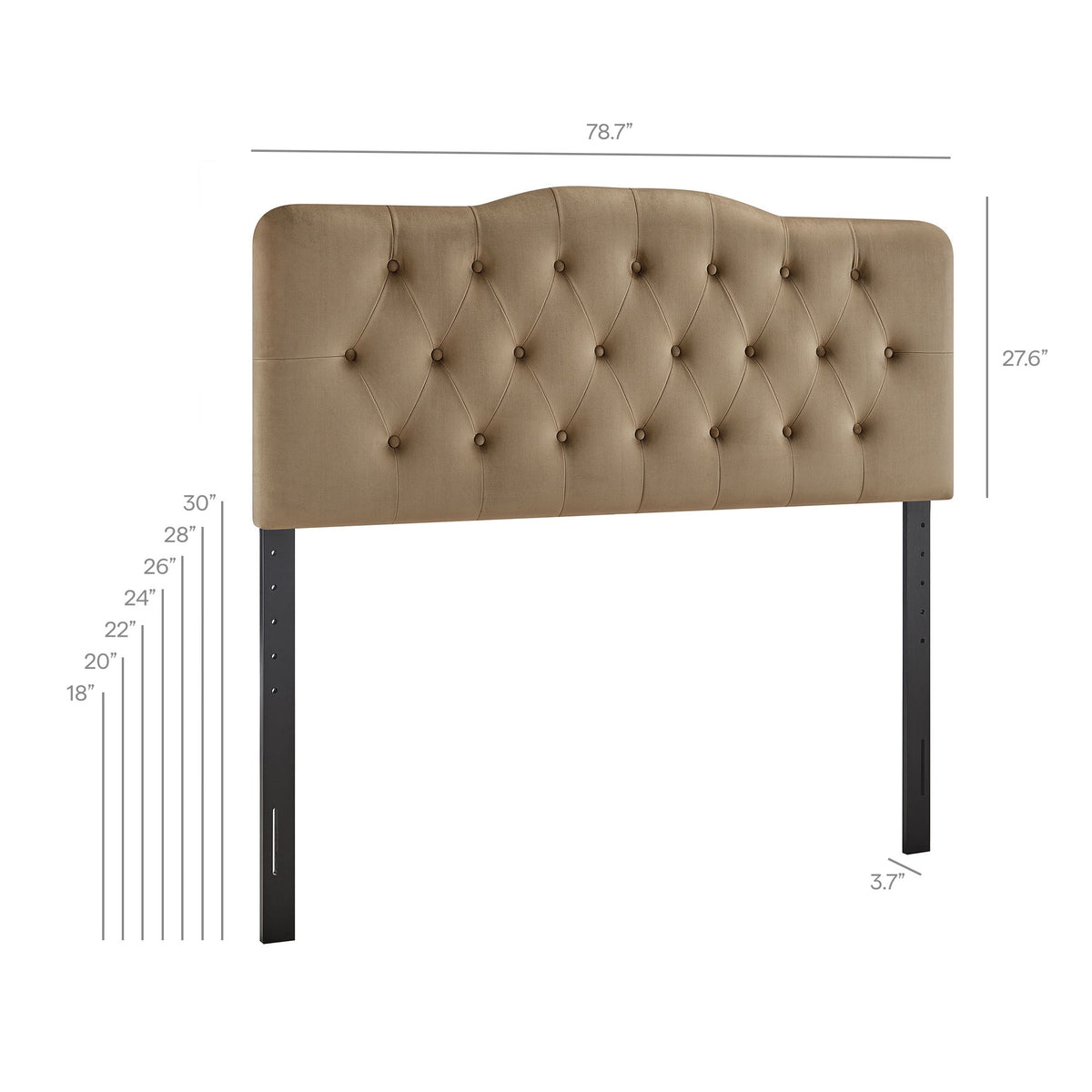 Annabel Taupe Stain-Resistant Performance Velvet King Headboard - Ornate Home