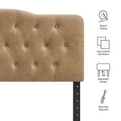 Annabel Toast Faux Leather Queen Headboard - Ornate Home