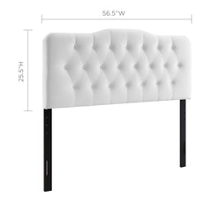 Annabel White Diamond Tufted Performance Velvet Full Headboard - Ornate Home