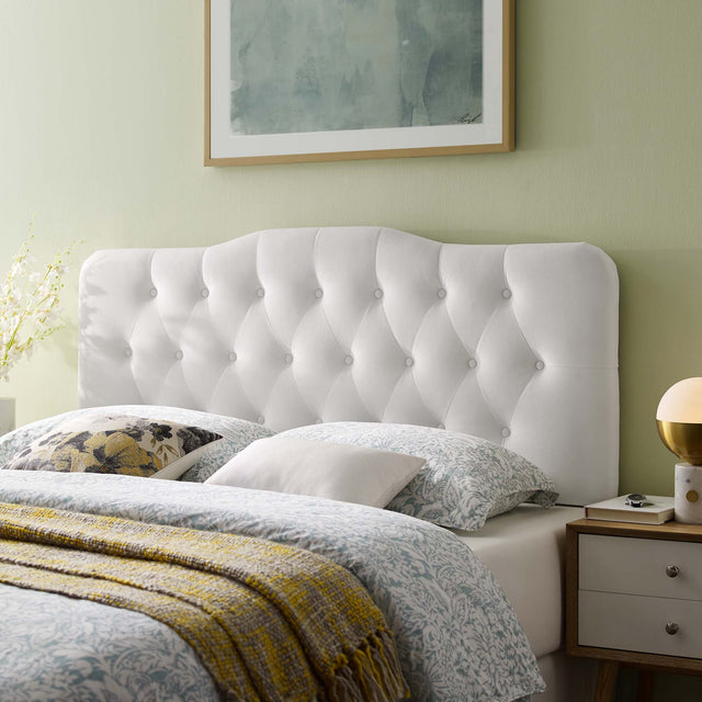 Annabel White Diamond Tufted Performance Velvet King Headboard - Ornate Home