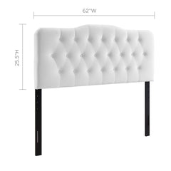 Annabel White Diamond Tufted Performance Velvet Queen Headboard - Ornate Home
