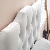 Annabel White Diamond Tufted Performance Velvet Twin Headboard - Ornate Home