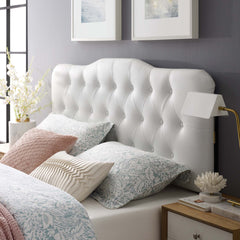 Annabel White Upholstered Vinyl Full Headboard - Ornate Home