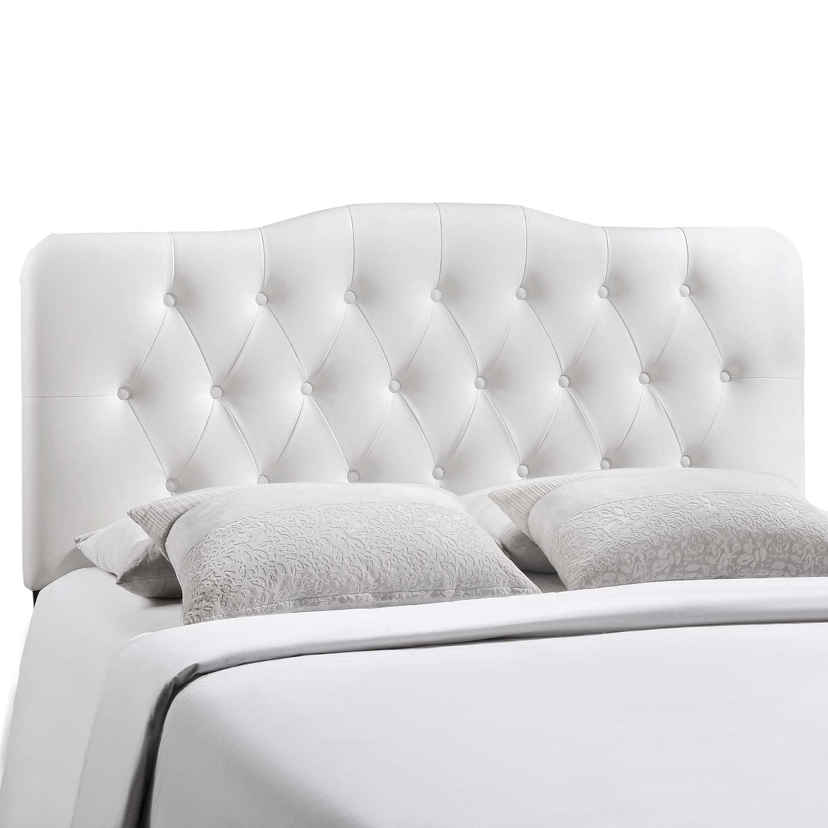 Annabel White Upholstered Vinyl Full Headboard - Ornate Home