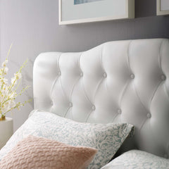 Annabel White Upholstered Vinyl King Headboard - Ornate Home