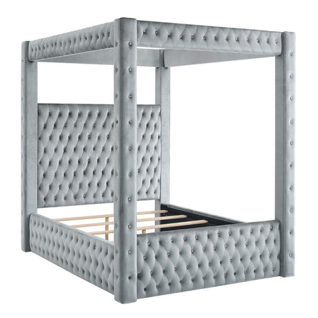 Annabelle Gray Queen Canopy Bed Frame - Ornate Home
