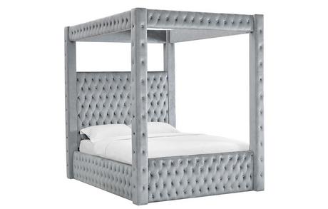 Annabelle Gray Queen Canopy Bed Frame - Ornate Home