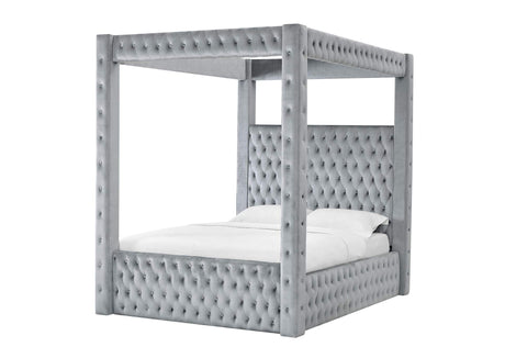 Annabelle Gray Queen Canopy Bed Frame - Ornate Home