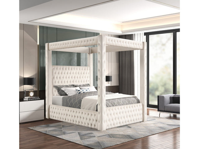 Annabelle Ivory Queen Canopy Bed Frame - Ornate Home