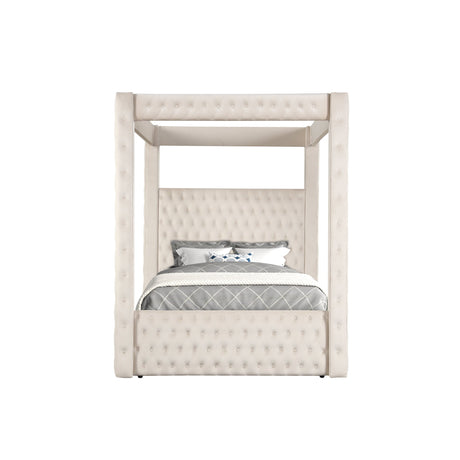 Annabelle Ivory Queen Canopy Bed Frame - Ornate Home