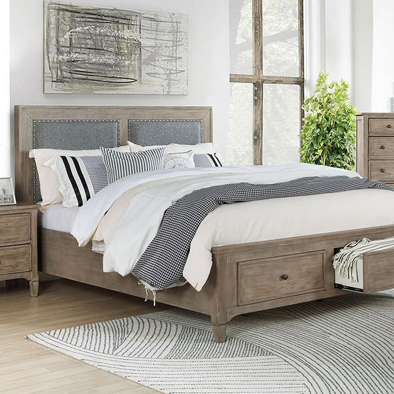 Anneke Wire-Brushed Warm Gray Cal.King Bed - Ornate Home