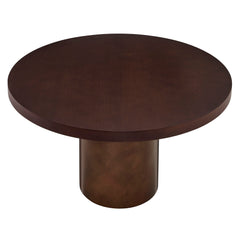 Annette Dark Walnut Burnished Brass 54 Inch Round Pedestal Base Dining Table - Ornate Home