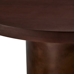 Annette Dark Walnut Burnished Brass 54 Inch Round Pedestal Base Dining Table - Ornate Home