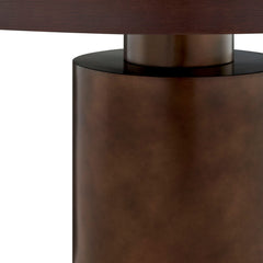 Annette Dark Walnut Burnished Brass 54 Inch Round Pedestal Base Dining Table - Ornate Home