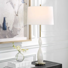 Annora Glossy White Table Lamp - Ornate Home