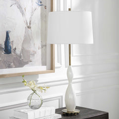 Annora Glossy White Table Lamp - Ornate Home