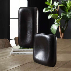Anodic Dark Brown Vases (Set of 2) - Ornate Home