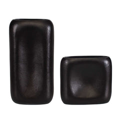 Anodic Dark Brown Vases (Set of 2) - Ornate Home