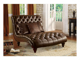 Anondale 2Tone Brown PU Chaise & 3Pillows - Ornate Home