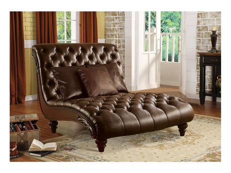 Anondale 2Tone Brown PU Chaise & 3Pillows - Ornate Home