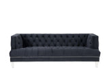 Ansario Black Velvet Stationary Sofa - Ornate Home