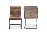 Anse Brown Leatherl Dining Chair (Set of 2) - Ornate Home